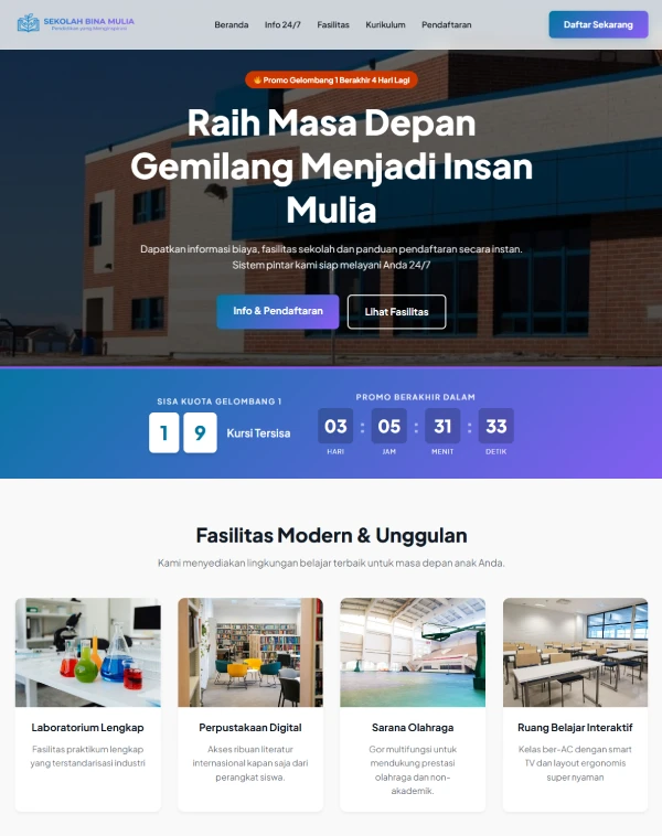 Demo Website Sekolah & Sistem PPDB Otomatis
