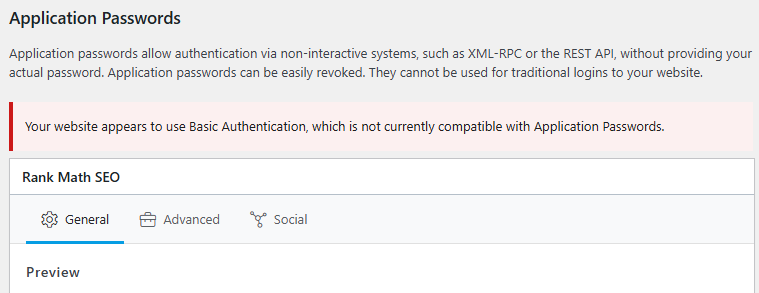 application password error
